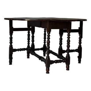 Antique English Gate Leg Table - Turned Legs Drop Leaf For Sale
