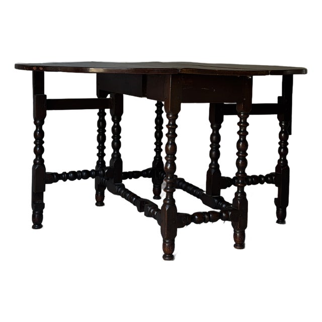 Antique English Gate Leg Table - Turned Legs Drop Leaf For Sale