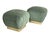 Wood 1970’s Hollywood Regency Karl Springer Style Poufs Stools in Green Mohair - A Pair For Sale - Image 7 of 13