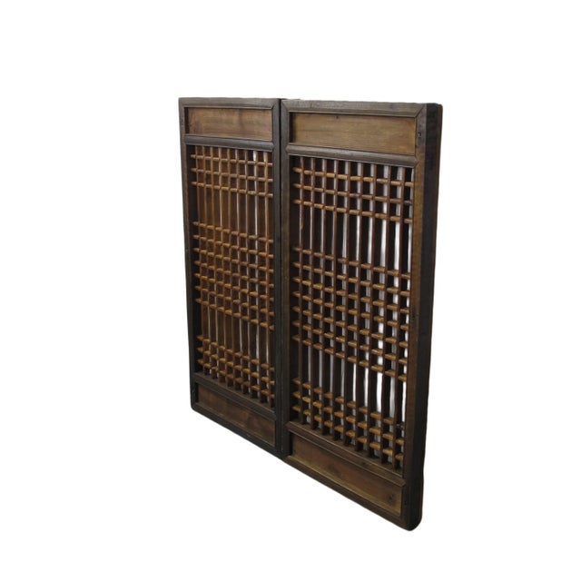 Chinese Pair of Vintage Chinese Latticed Screen Panel 6 For Sale - Image 3 of 7