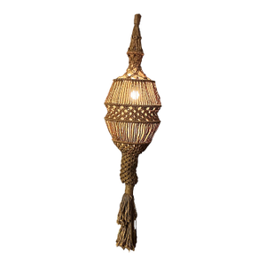 Monumental 63” Vintage Boho Macramé Swag Lamp Pendant Light Swag