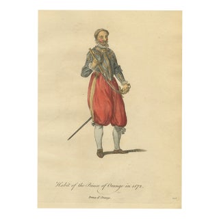 Jeffreys, Prince of Orange in 1572 in Armor, 1757, Engraving For Sale