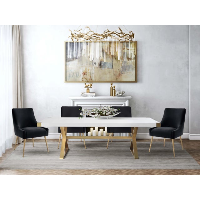 Beatrix Black Velvet Side Chair with Gold Legs For Sale In Los Angeles - Image 6 of 8