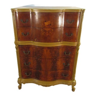 1930's French Style Walnut Chest of Drawers For Sale