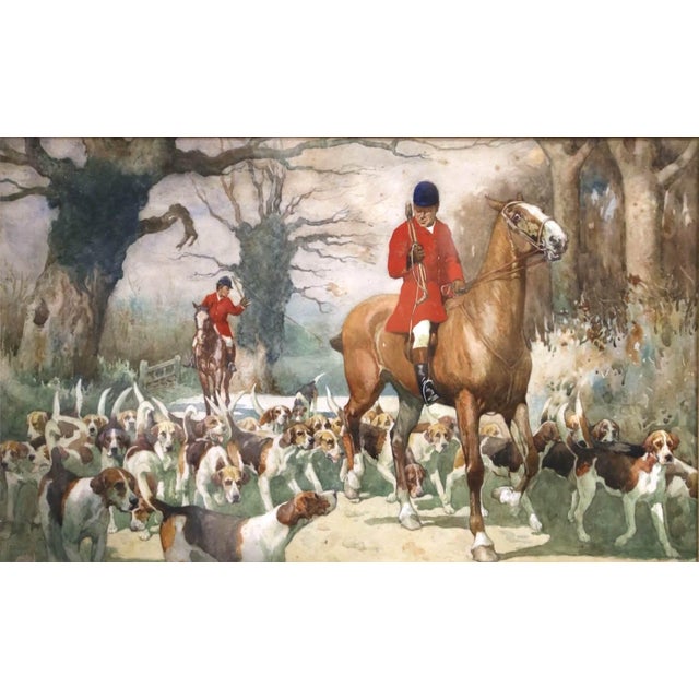 Early 20th Century English Fox Hunting Watercolor by Edwin Noble in Gilt Frame For Sale - Image 4 of 13