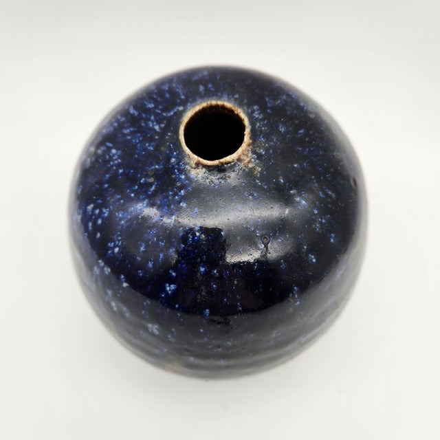 Brown Mid 20th Century Studio Pottery Drip Glaze Weed Pot For Sale - Image 8 of 14