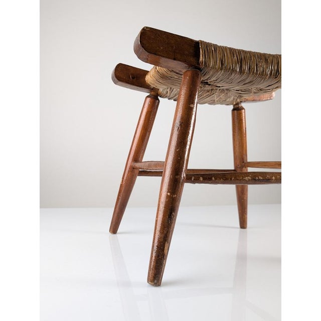 Rustic Wooden and Rush Tajo Stool, Spain, 1940s For Sale - Image 9 of 18