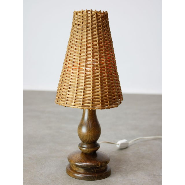 Metal Vintage Italian Wicker Table Lamp For Sale - Image 7 of 12