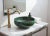 Contemporary Handmade Green Ceramic Round Bathroom Sink - TerraFez For Sale - Image 3 of 11