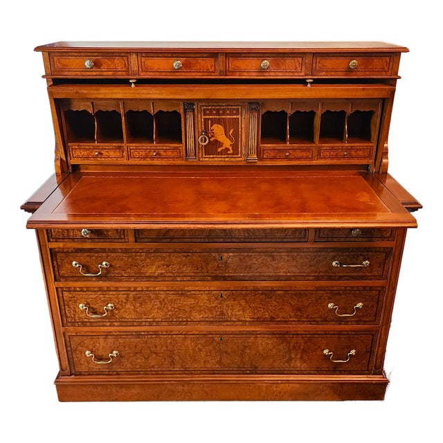 Antique Georgian Burlwood Rolltop Desk For Sale