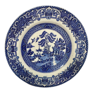 Vintage Blue Old Willow Dessert Plate by English Ironstone Tableware, LTD - Made in Staffordshire, England - Circa 1970
