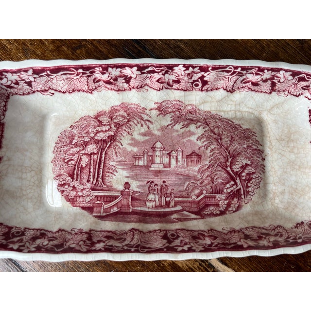 Mason's Pink Vista Pattern Ironstone Collection Antique and Vintage Relish, Rectangular Tray or Celery Tray For Sale In Dallas - Image 6 of 6