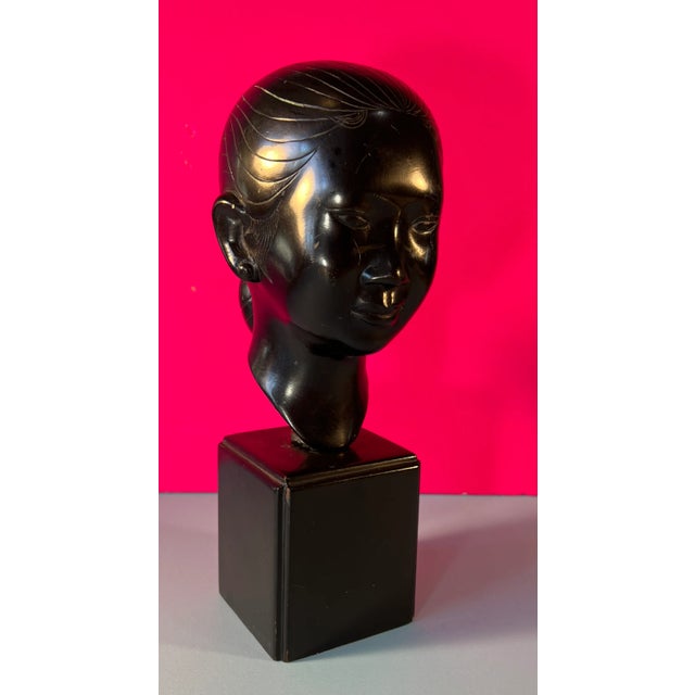 Contemporary Mid-Century Signed Le Van Mau Bronze Sculpture Vietnamese Woman For Sale - Image 3 of 12