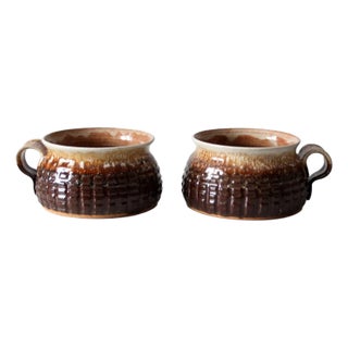 Vintage Studio Pottery Mugs Pair For Sale