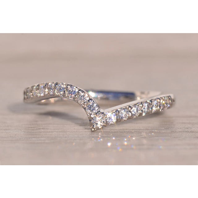 The Crescent Wave: Shared Prong Set Natural Diamond Wave Ring For Sale - Image 9 of 11