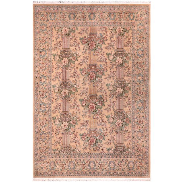 Floral 1990's Pak-Persian Tan/Tan Wool Rug - 8'11'' X 11'11'' For Sale - Image 9 of 9