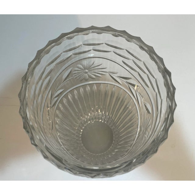 Vintage Cut Glass Flower Vase 12" Elegant and Heavy For Sale - Image 4 of 5
