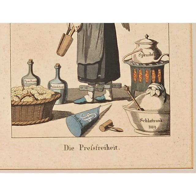 Framed Early 19th Century German Political Cartoon "The Free Press" For Sale - Image 4 of 4