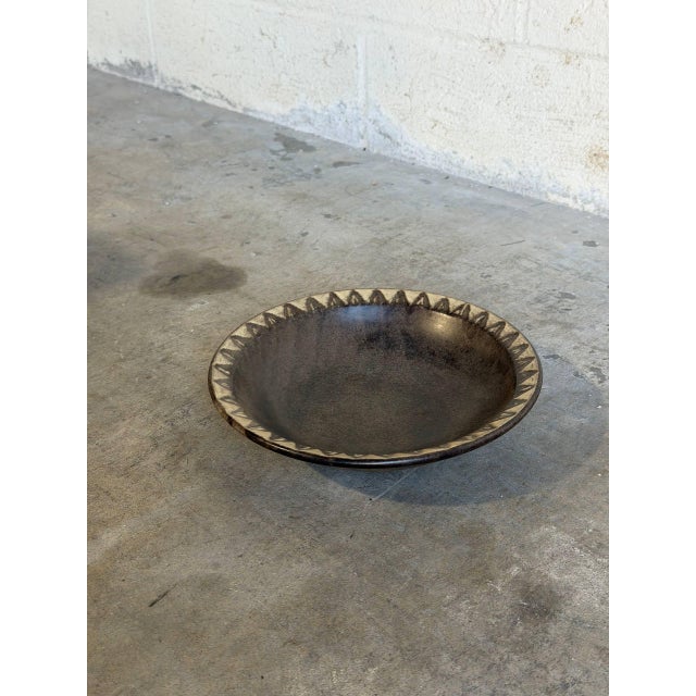 Plate Bowl With White Rim and Carved Pattern Denmark Mid-Century Modern 1960s For Sale - Image 10 of 10