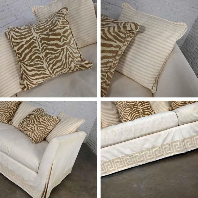 Off-white Late 20th Century Modified Tuxedo Slipcover Style Pillow Back Large Scale Sofa For Sale - Image 8 of 13