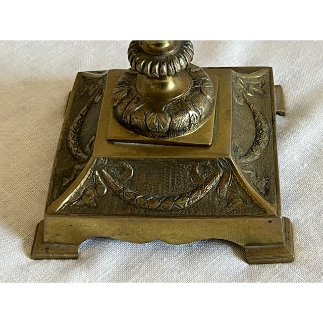 Pair of Mid 20th Century Brass, Copper & Onyx Candelabras For Sale - Image 10 of 10