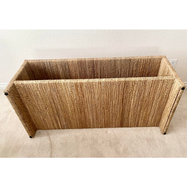 Tan Pottery Barn Malibu Rectangular Seagrass Woven Coffee Table Excellent Mint Condition For Sale - Image 8 of 15