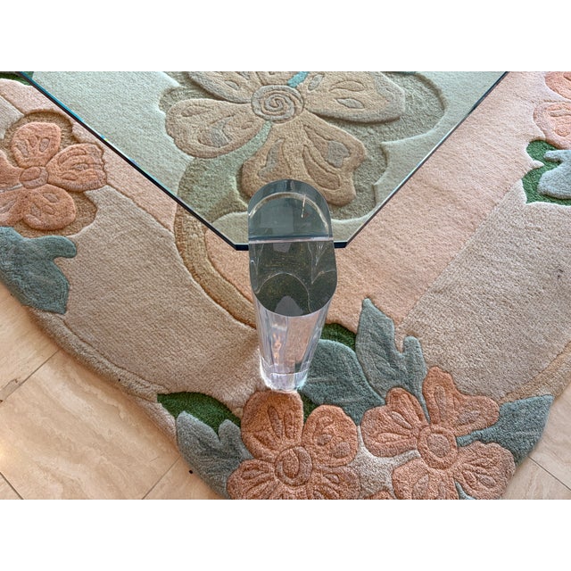 Large Karl Springer Attributed Lucite Leg Coffee Table, Glass, 1980s For Sale - Image 11 of 18