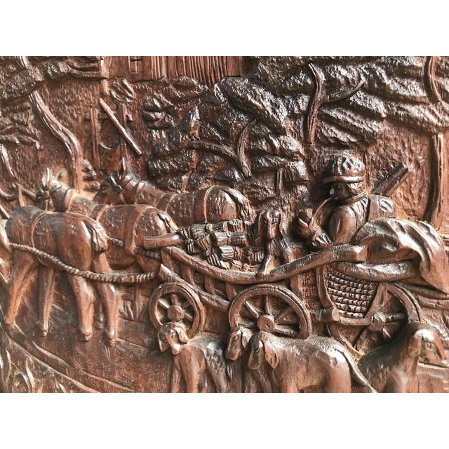 Bas-Relief in Wood by M. Arendt for Village Scene, 1940s For Sale - Image 9 of 18