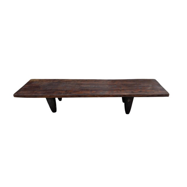 1980s Vintage Large-Tribal-Wood-Senufo-Coffee-Table stool-74.5" W For Sale - Image 5 of 8