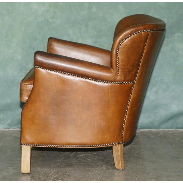 Handmade Cigar Brown Leather Club Chair For Sale - Image 14 of 16