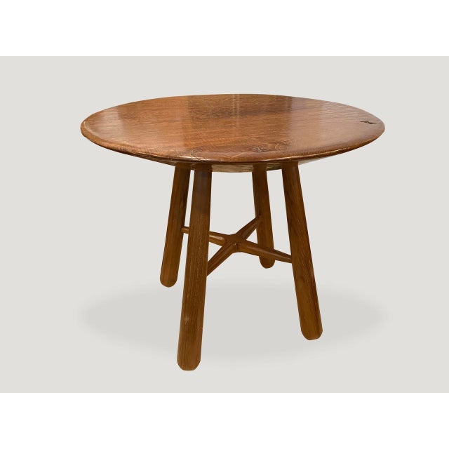 Andrianna Shamaris Midcentury Couture Teak Round Table with Butterflies Inlaid For Sale - Image 16 of 18