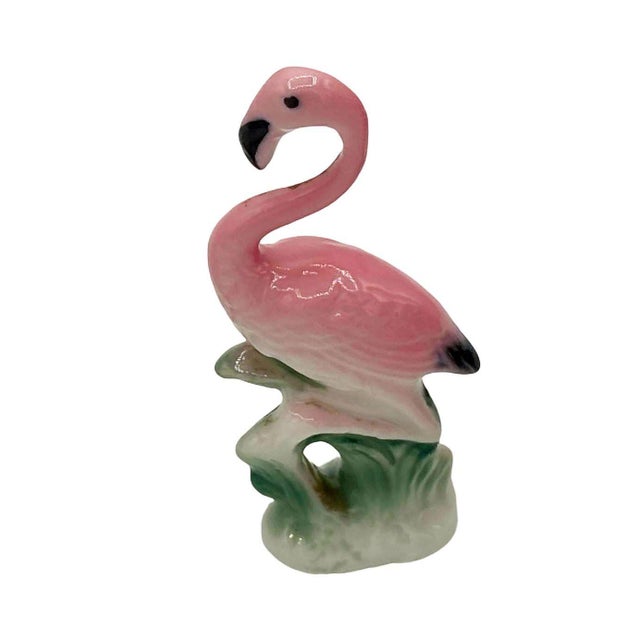 1950s MCM Ceramic Miniature Pink Flamingo Tabletop Statue Set of 3 For Sale - Image 4 of 6