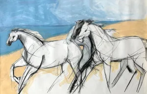 "Horse Beach" Contemporary Work on Paper