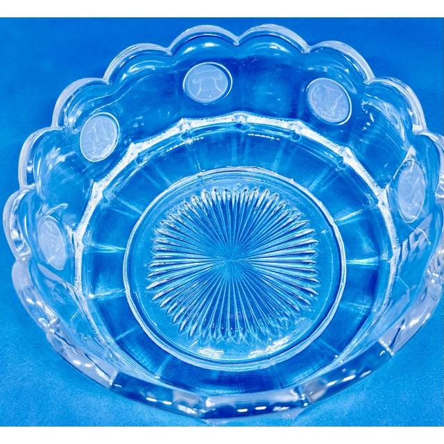 1960’s Fostoria Clear Coin Glass Bowl With Liberty Bell 1886 Design For Sale - Image 11 of 12