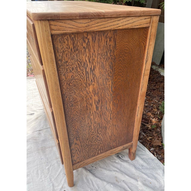 Vintage Mid-Century Modern 4-Drawer Chest Oak Wood Recessed Pulls For Sale - Image 4 of 10