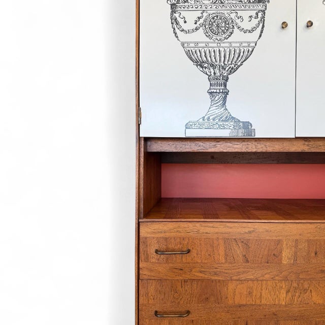 Vintage Fornasetti Style Walnut Cabinet by Lane For Sale In Atlanta - Image 6 of 12