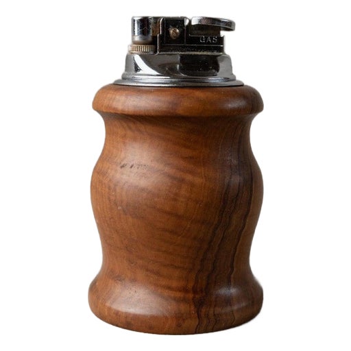 Vintage Curved Wooden Table Lighter, Italy, 1960s For Sale