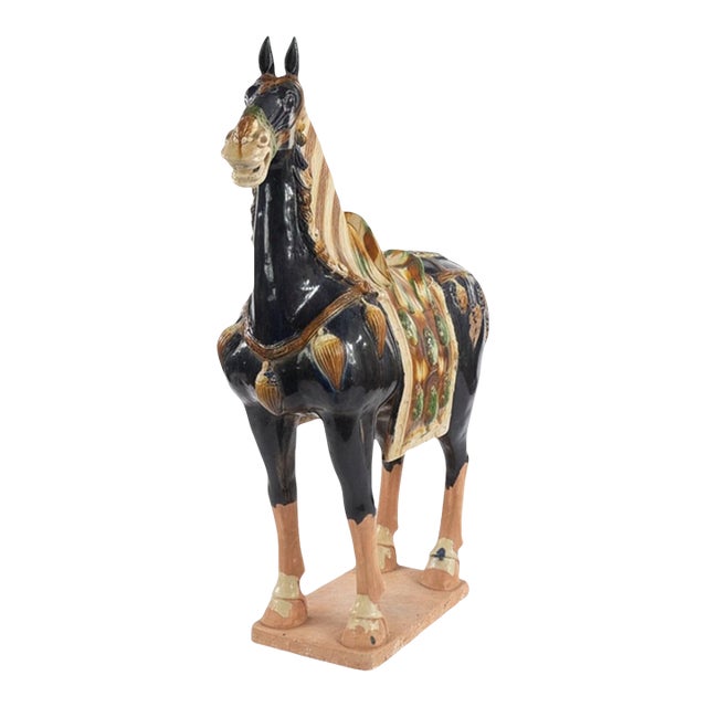 Magnificent 42" Tang Dynasty Style Glazed Caparisoned Horse For Sale