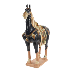 Magnificent 42" Tang Dynasty Style Glazed Caparisoned Horse