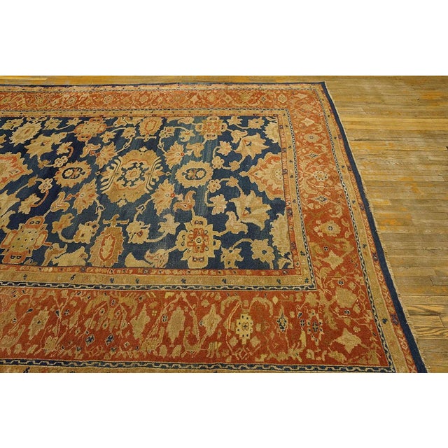Navy Blue 1880s Blue Navy Rustic Traditional Antique Persian Sultanabad 9' 3" X 13' 8" Handknotted Wool Carpet For Sale - Image 8 of 10