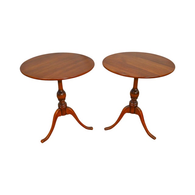 Leopold Stickley Vintage Solid Cherry Pair of Round Side Tables Chairish
