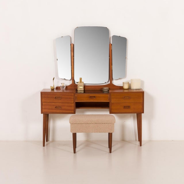 Mid-Century Modern Mid-Century Modern Scandinavian Dressing Table with Adjustable Mirrors, 1960s For Sale - Image 3 of 16