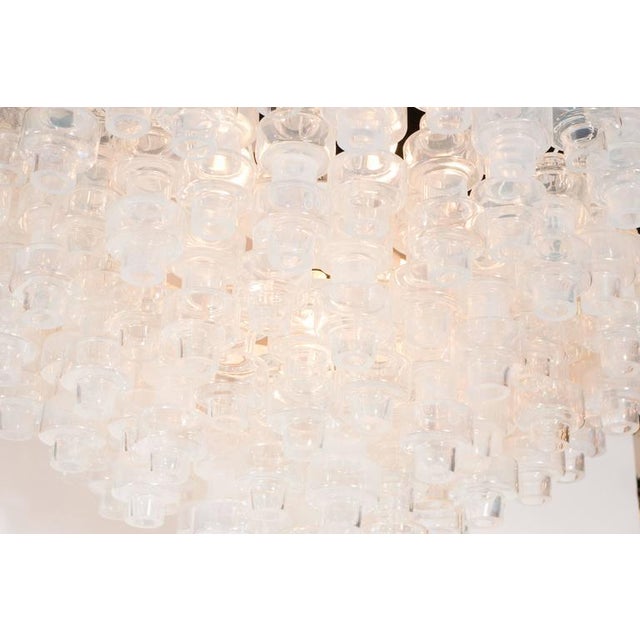 Mid-Century Modern Modernist Opalescent and Clear Murano Glass Barbell Chandelier For Sale - Image 3 of 10