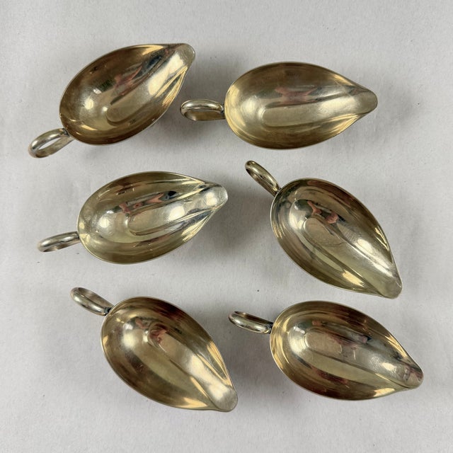 Mid-Century Modern Era Italian Silver Individual Au Jus Sauce Boats, Set of Six For Sale - Image 4 of 11
