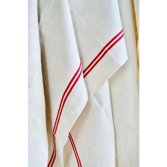 Textile Early 1900s French Homespun Hemp Linen Red and White Hand Towels or Torchons - Set of Three - For Sale - Image 7 of 8