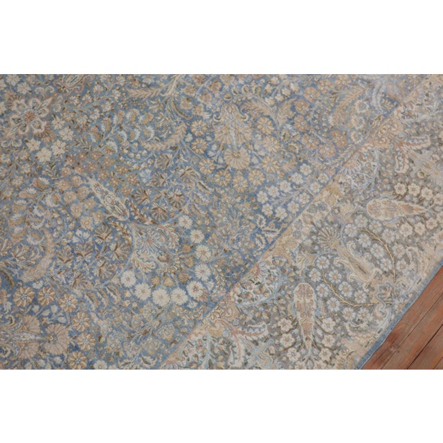 Fancy Light Blue Antique Persian Kerman Room Size Rug For Sale - Image 11 of 18