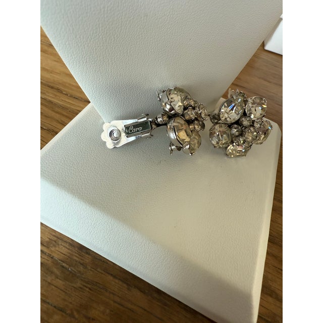 1950s 1950s Vintage Coro Faux Diamond Cluster Clip on Earrings, A Pair For Sale - Image 5 of 8
