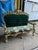 Museum quality Throne settee sofa made from real solid wood carved in beautiful carvings and upholstered in Royal green...