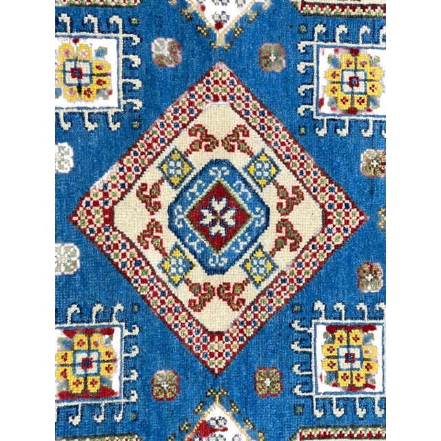 Afghan Tribal Geometric Round Wool Rug 3’3” X 3’3” For Sale - Image 4 of 6