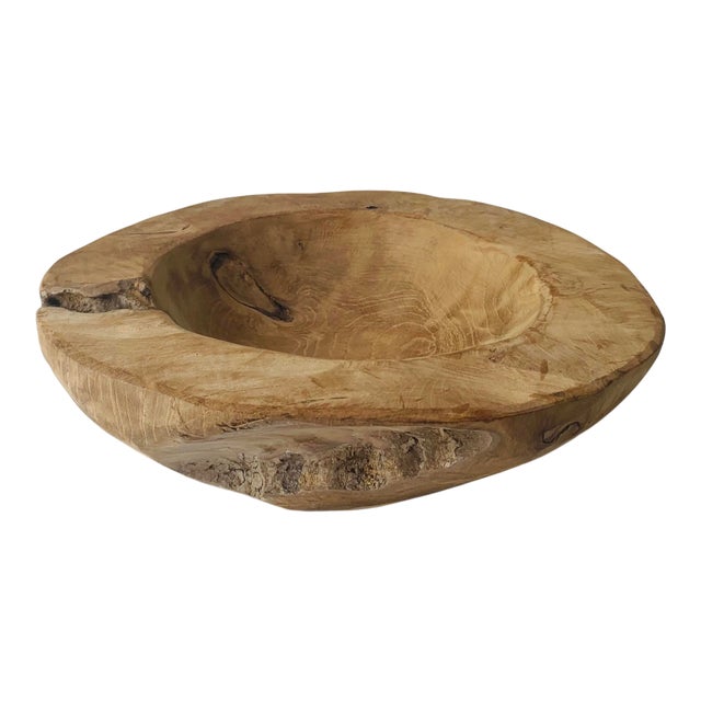 Organic Hand Cut Artisan Large Natural Wooden Bowl For Sale
